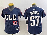 Youth Cleveland Guardians #57 Shane Bieber Number Navy 2024 City Connect Limited Stitched Jerseys,baseball caps,new era cap wholesale,wholesale hats